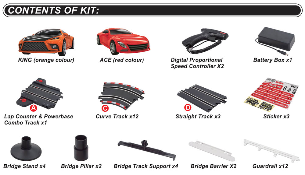 content of kit of special 101 slot car set