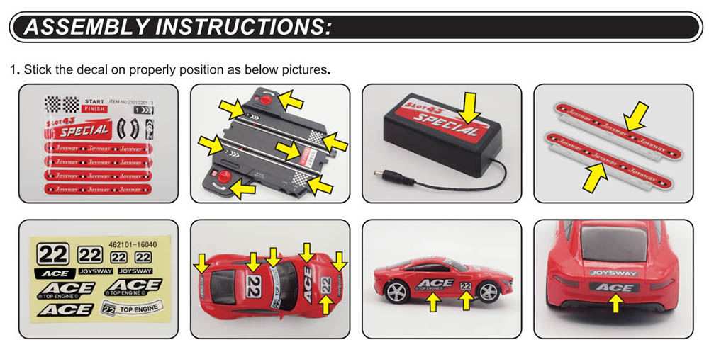 assembly instruction1 of special 101 slot car set